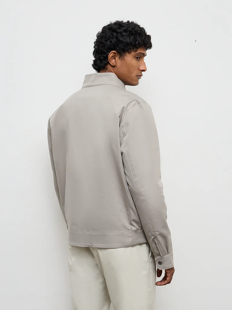 Ascot Light Taupe Relaxed-Fit Cotton-Blend Jacket - Image 4
