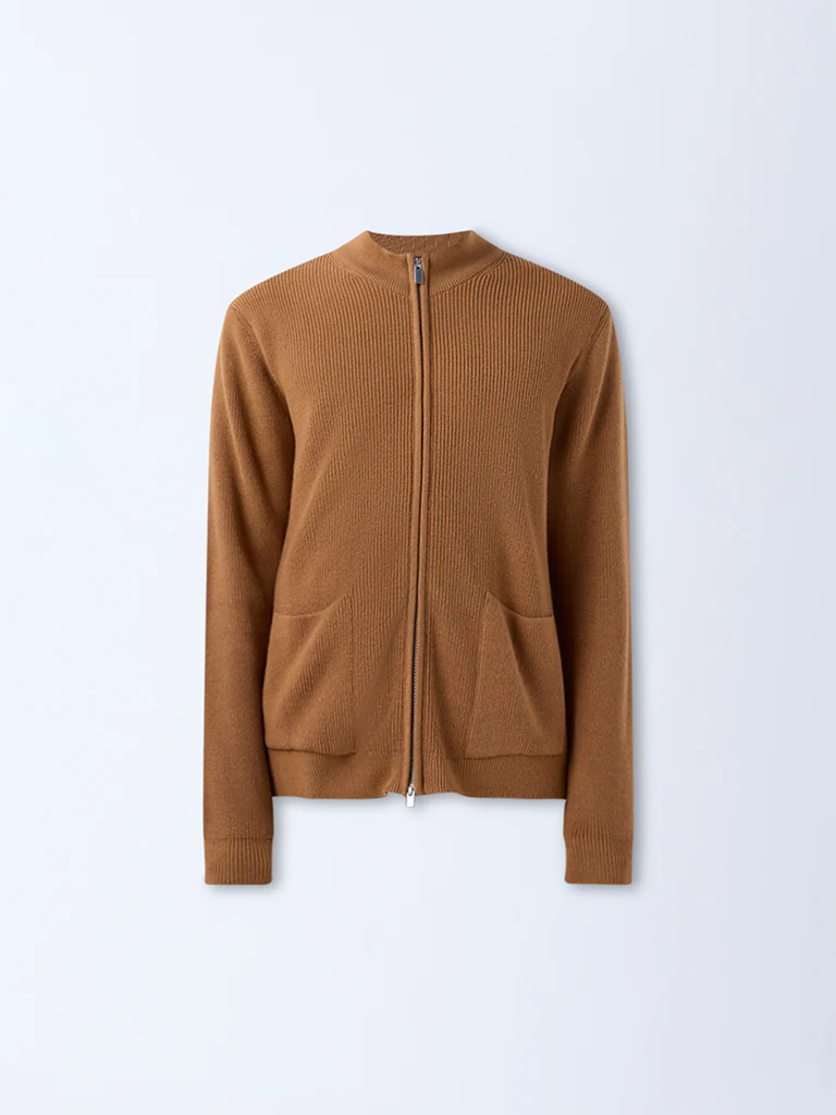 Ascot Mustard Knitted Relaxed-Fit Jacket - Image 6