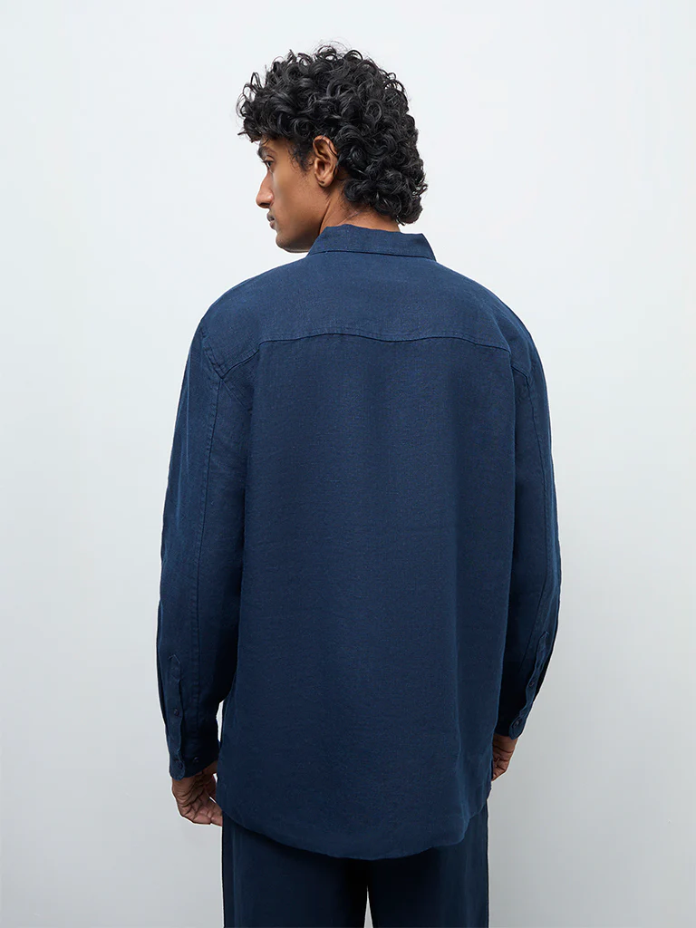 Ascot Navy Relaxed-Fit Linen Shirt - Image 5