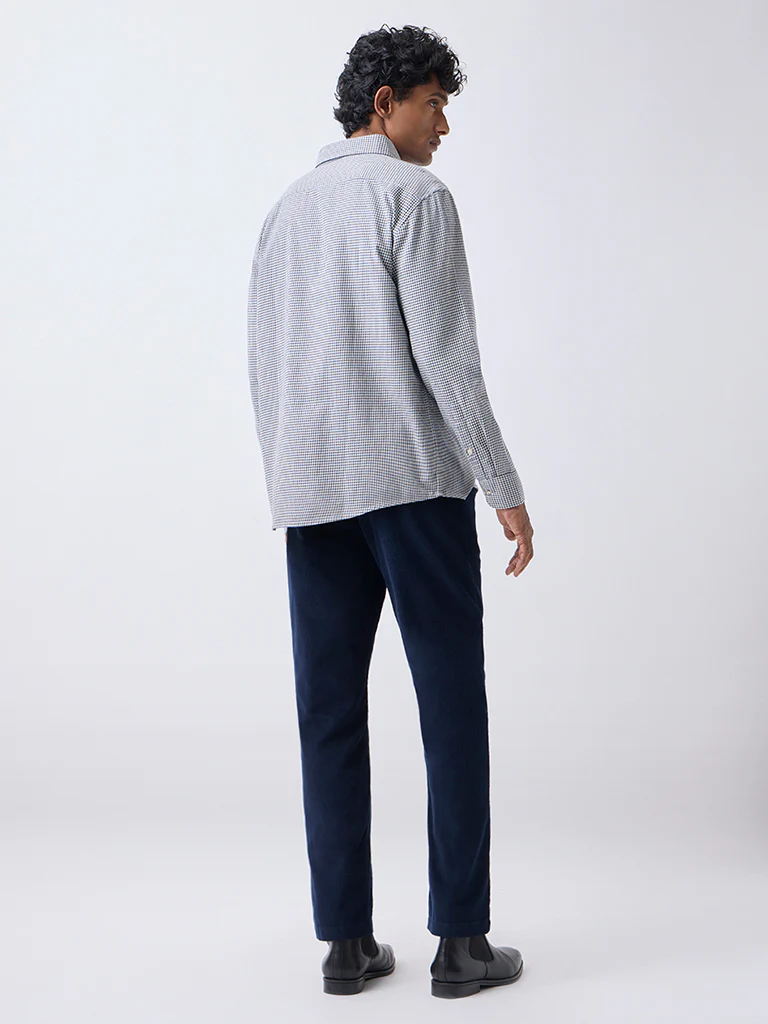 Ascot Navy Relaxed-Fit Mid-Rise Corduroy Trousers - Image 4