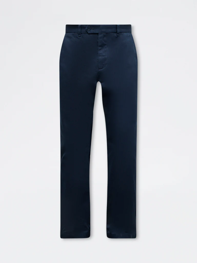 Ascot Navy Relaxed-Fit Mid-Rise Cotton Trousers - Image 6