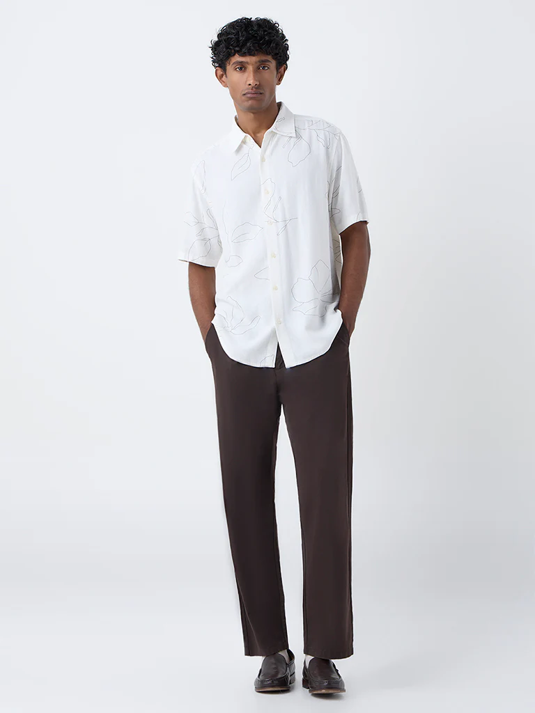 Ascot Off-White Abstract Pattern Relaxed-Fit Shirt - Image 2
