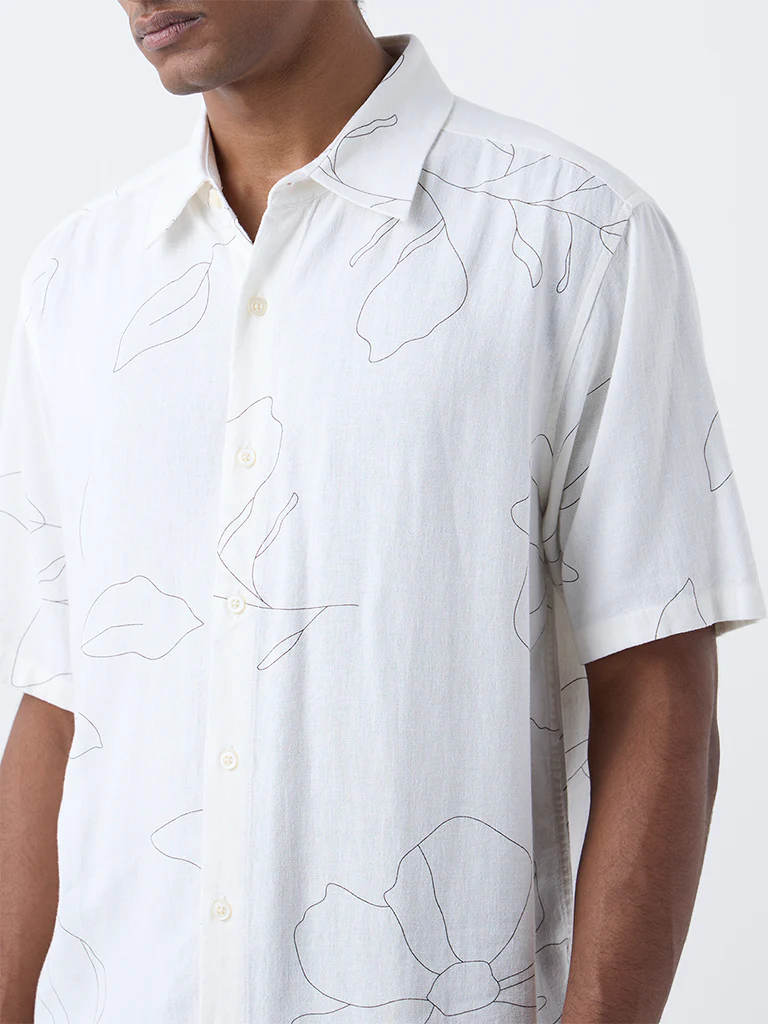 Ascot Off-White Abstract Pattern Relaxed-Fit Shirt - Image 3