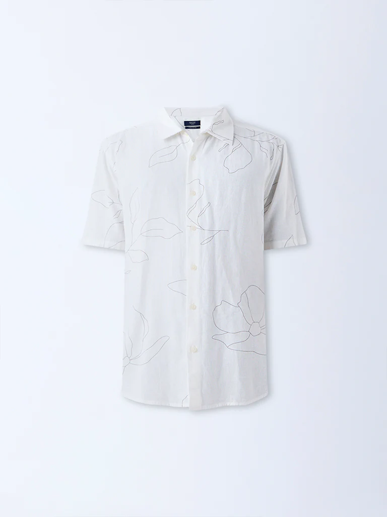 Ascot Off-White Abstract Pattern Relaxed-Fit Shirt - Image 5