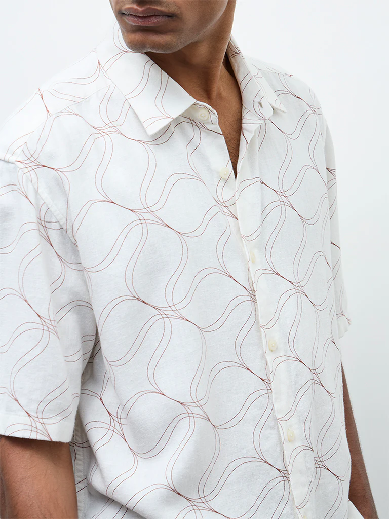 Ascot Off White Abstract Printed Relaxed-Fit Shirt - Image 2