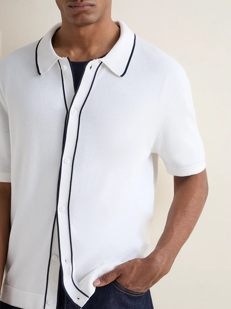 Ascot Off-White Relaxed-Fit Cotton-Blend Shirt - Image 3