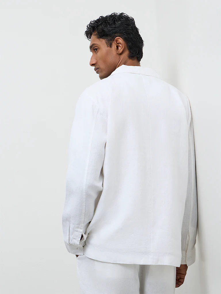 Ascot Off-White Relaxed-Fit Linen Jacket - Image 4