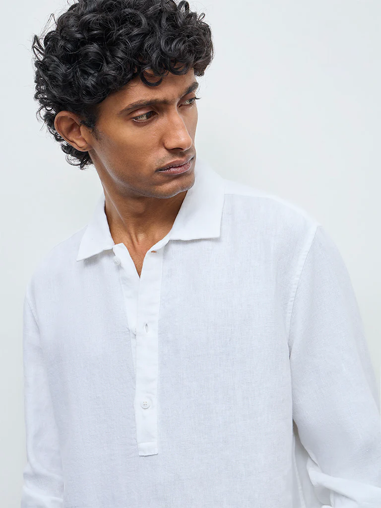 Ascot Off-White Relaxed-Fit Linen Shirt - Image 4