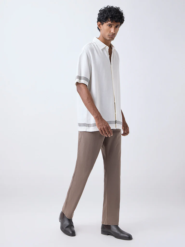 Ascot Off-White Striped Relaxed-Fit Shirt - Image 2