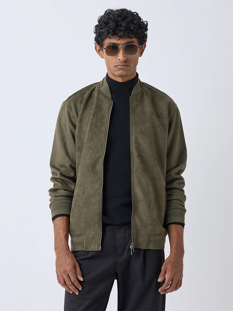 Ascot Olive Relaxed-Fit Suede Jacket - Image 3