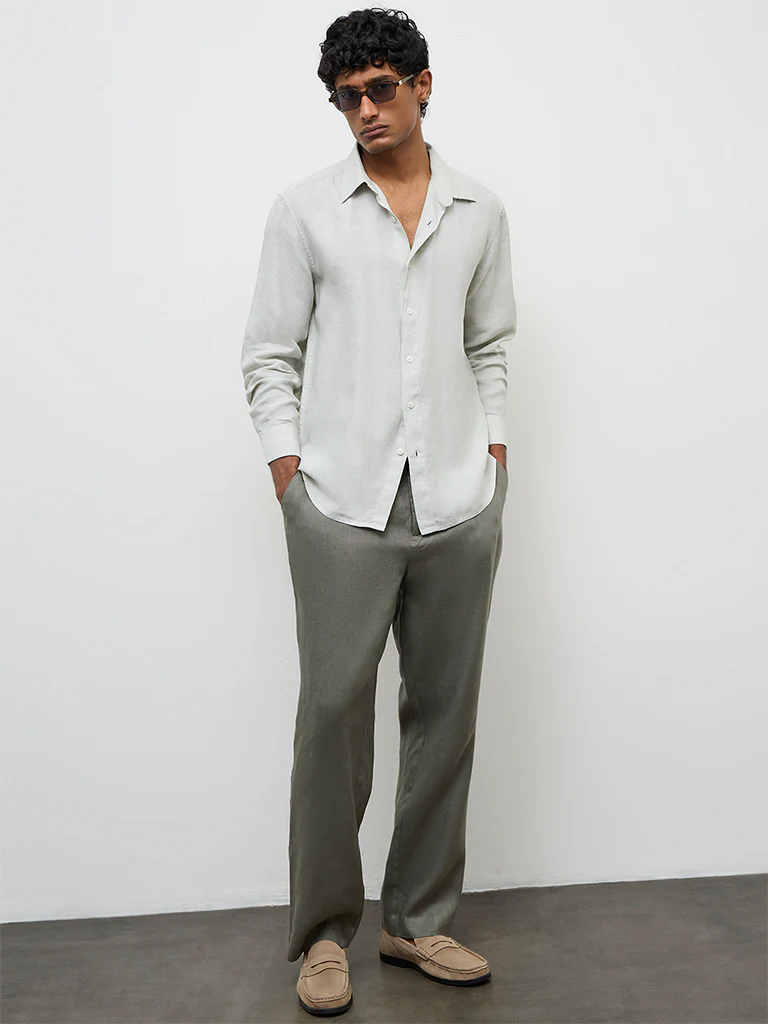 Ascot Sage Relaxed-Fit Linen Shirt