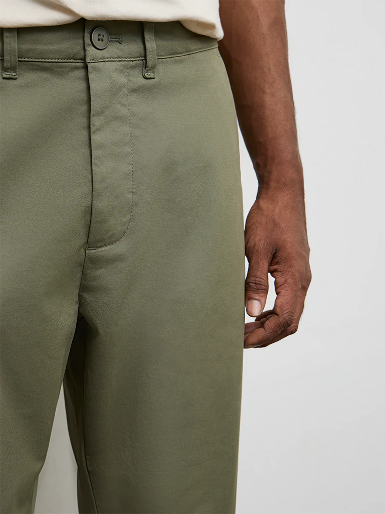 Ascot Sage Relaxed-Fit Mid-Rise Cotton-Blend Trousers - Image 3