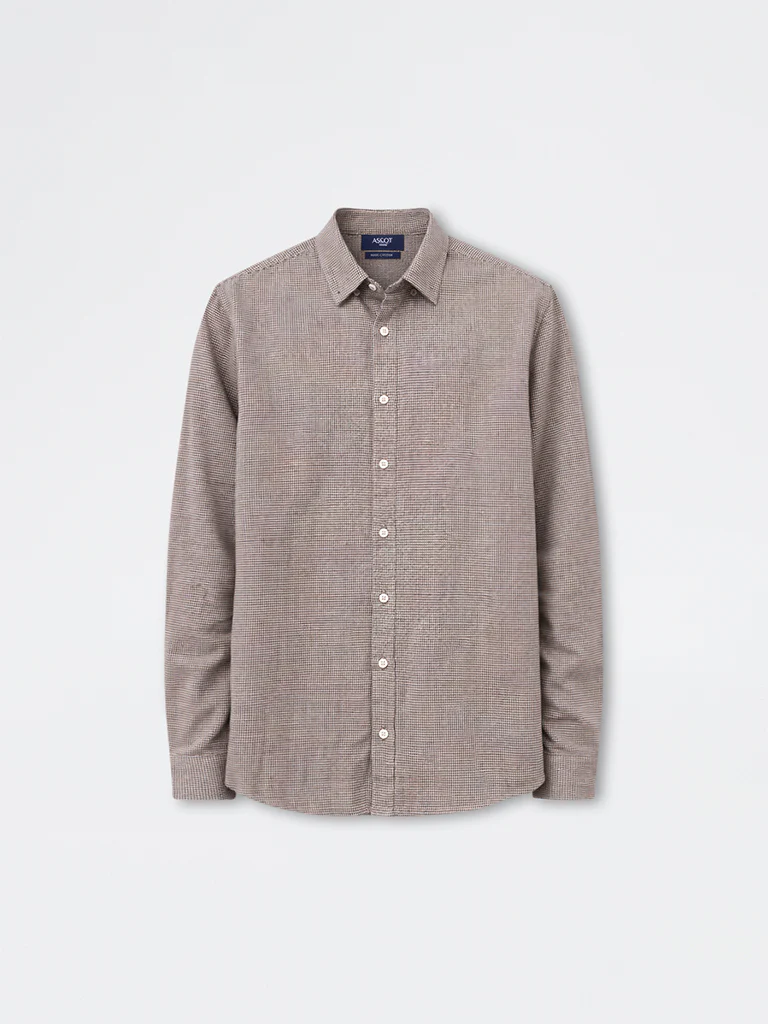 Ascot Taupe Houndstooth Relaxed-Fit Cotton Shirt - Image 5