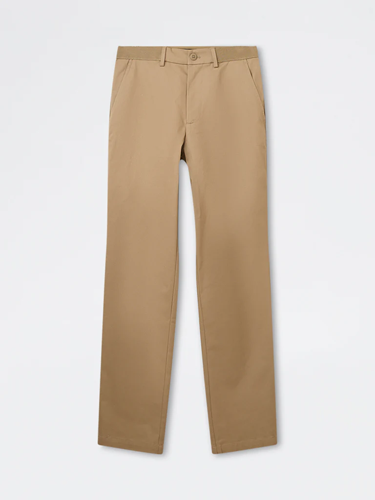 Ascot Taupe Relaxed-Fit Mid-Rise Cotton-Blend Trousers - Image 6