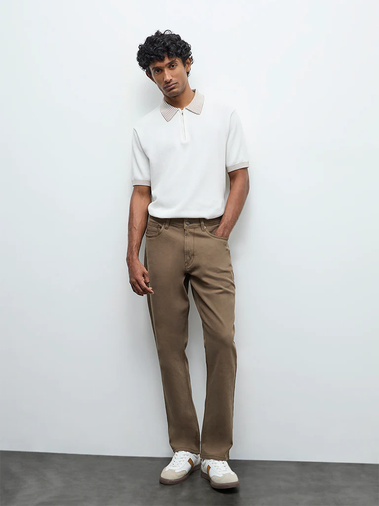 Ascot Taupe Relaxed-Fit Mid-Rise Jeans