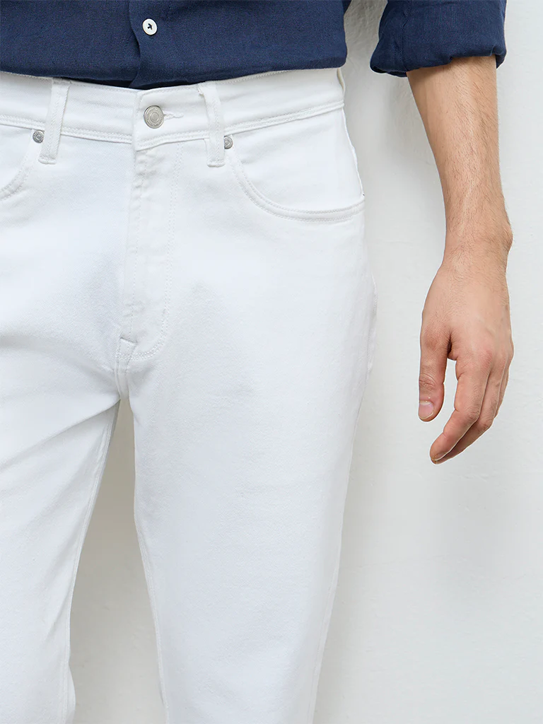 Ascot White Relaxed-Fit Mid-Rise Jeans - Image 3