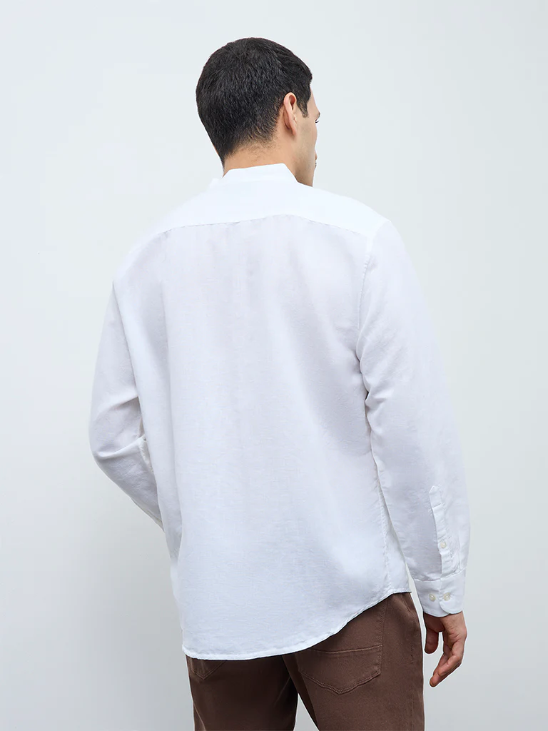 Ascot White Solid Relaxed-Fit Shirt - Image 5