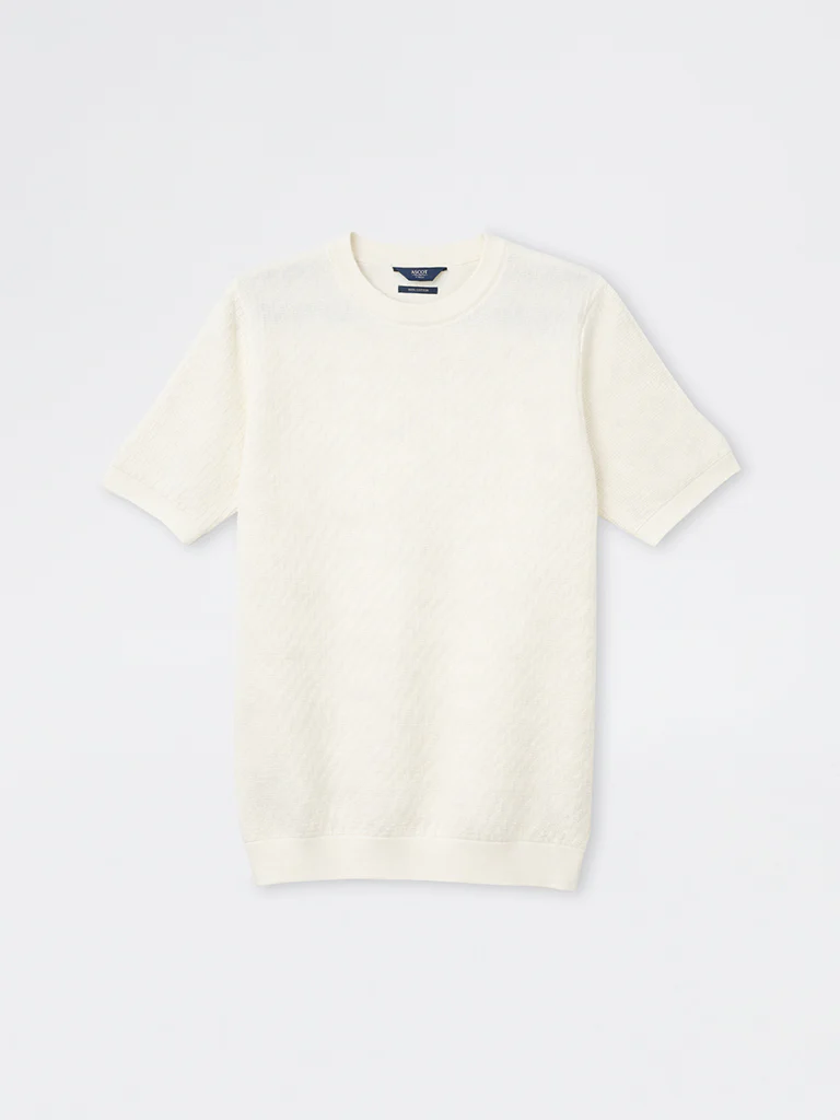 Ascot White Textured Relaxed-Fit Cotton T-Shirt - Image 6