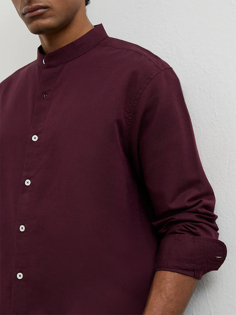 Ascot Wine Solid Relaxed-Fit Shirt - Image 3