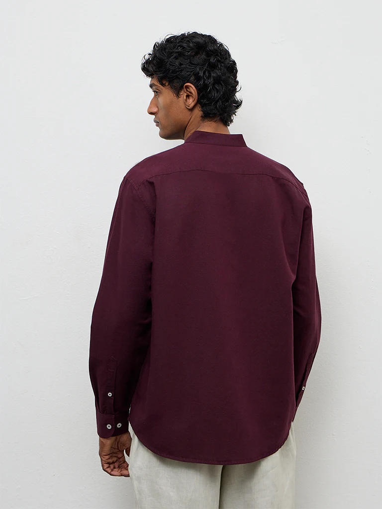 Ascot Wine Solid Relaxed-Fit Shirt - Image 4