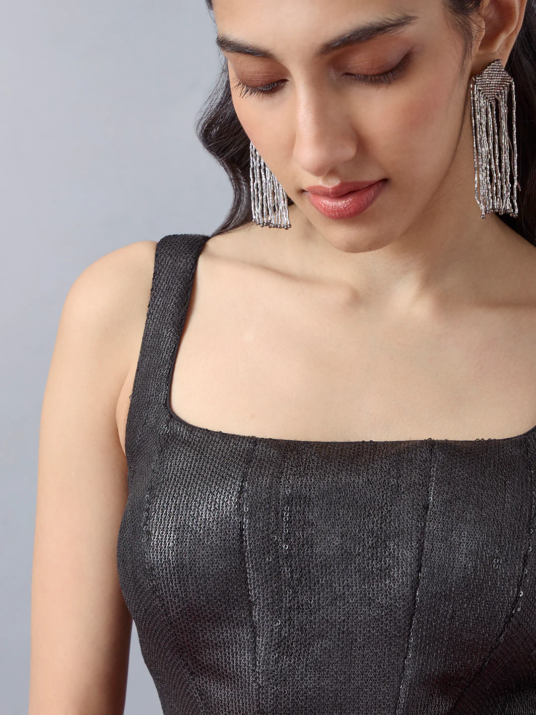 Black Embellished Corset-Style Top - Image 3