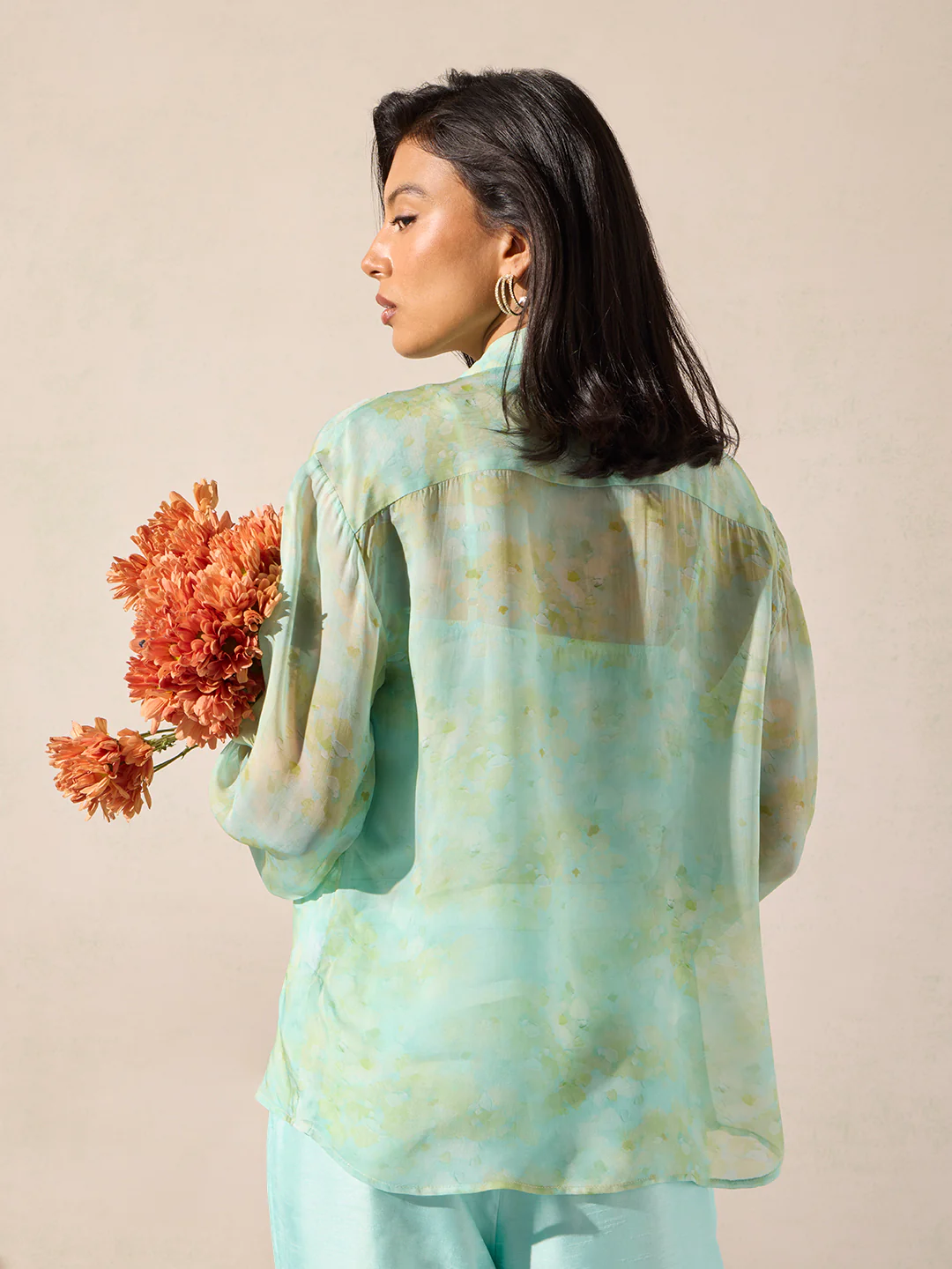 Blue Embellished Shirt with Camisole - Image 4