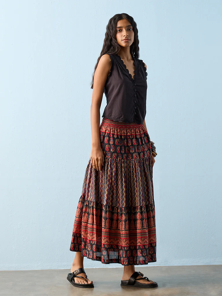 Bombay Paisley Black Solid Cotton Top - Image 2