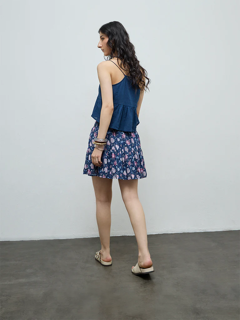 Bombay Paisley Blue Floral Cotton Skirt - Image 4