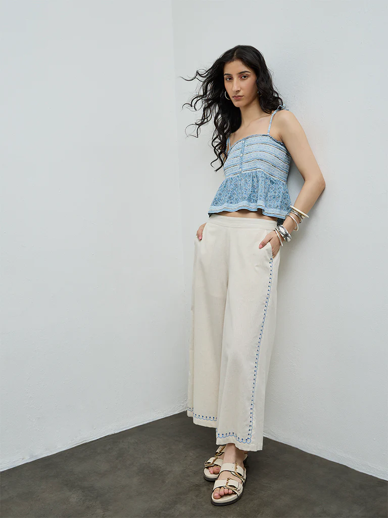 Bombay Paisley Blue Printed Cotton Top