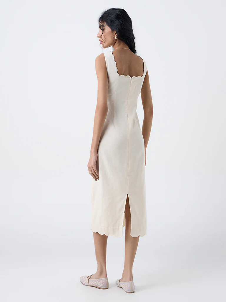 Bombay Paisley Cream Floral Cotton Straight Dress - Image 4