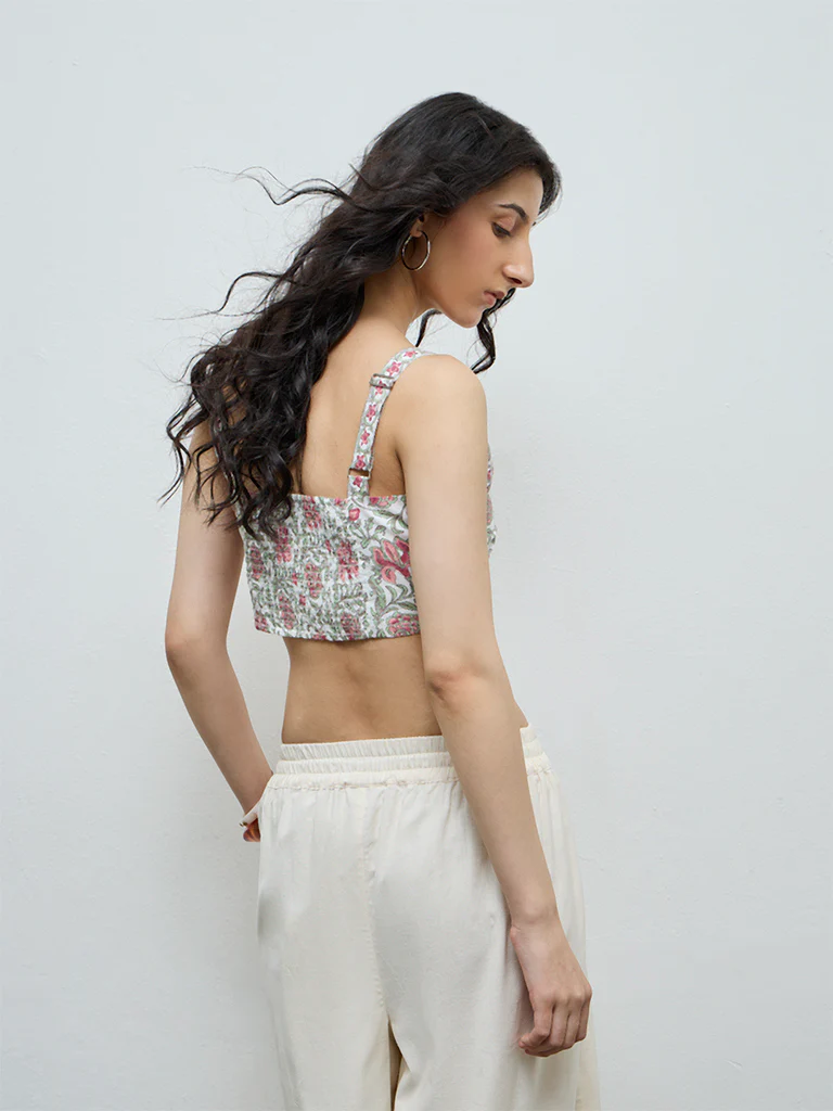 Bombay Paisley Multicolor Floral Cotton Crop Top - Image 4