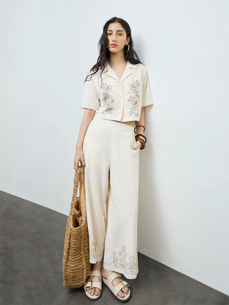 Bombay Paisley Off-White Embroidered Cotton-Blend Shirt - Image 2