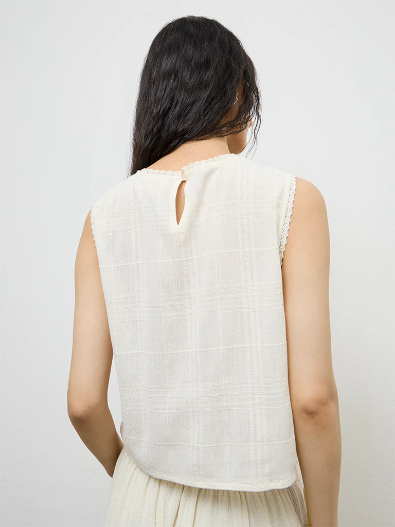 Bombay Paisley Off-White Embroidered Cotton Top - Image 4