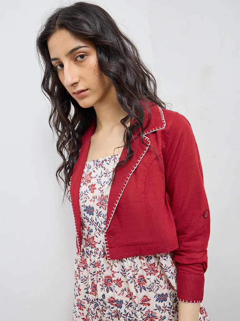 Bombay Paisley Off-White Floral Cotton Tiered Dress - Image 2