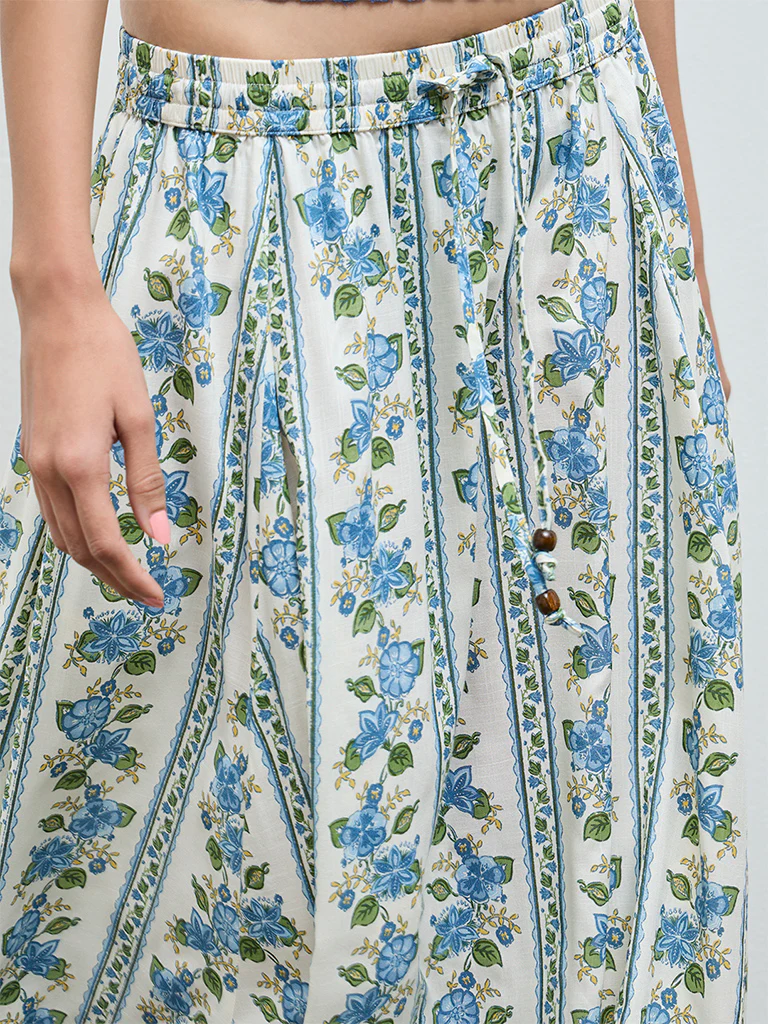 Bombay Paisley Off-White Floral Maxi Skirt - Image 3