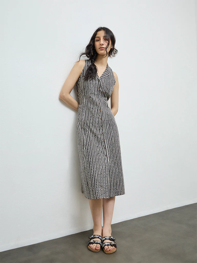 Bombay Paisley Off-White Printed Cotton-Blend Shirt Dress - Image 2