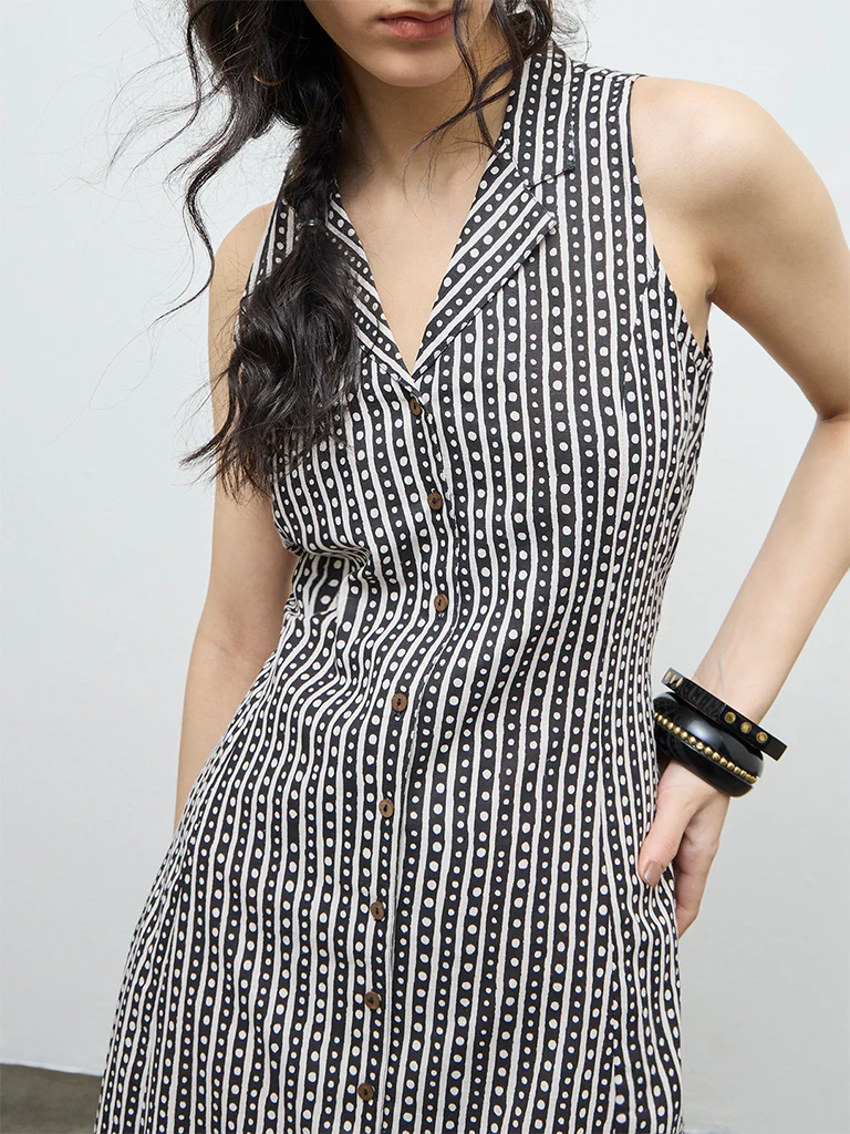 Bombay Paisley Off-White Printed Cotton-Blend Shirt Dress - Image 3