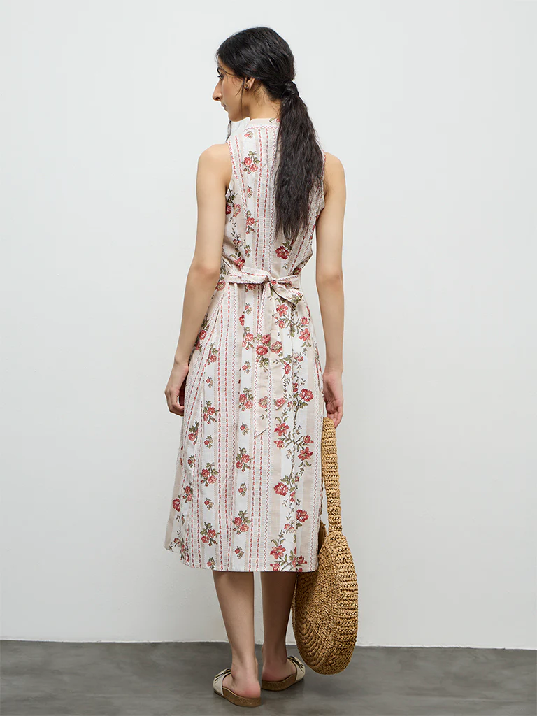 Bombay Paisley Off-White Printed Cotton Shirt Dress - Image 4