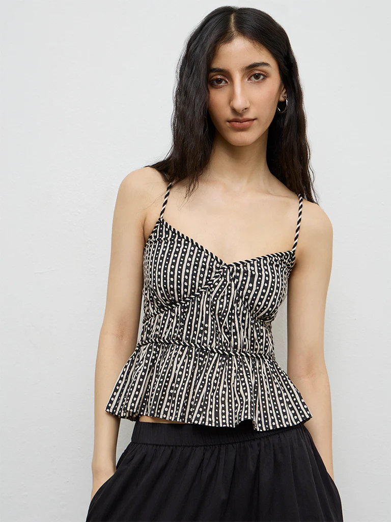 Bombay Paisley Off-White Stripe-Printed Top - Image 2