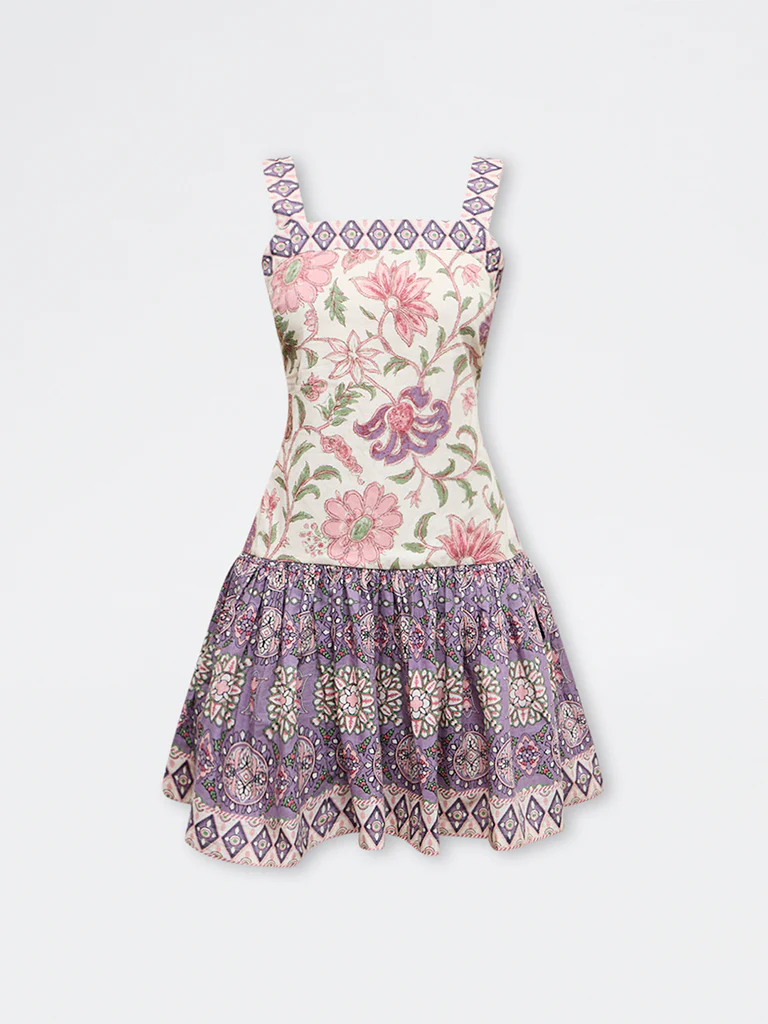 Bombay Paisley Pink Floral Cotton A-Line Dress - Image 5
