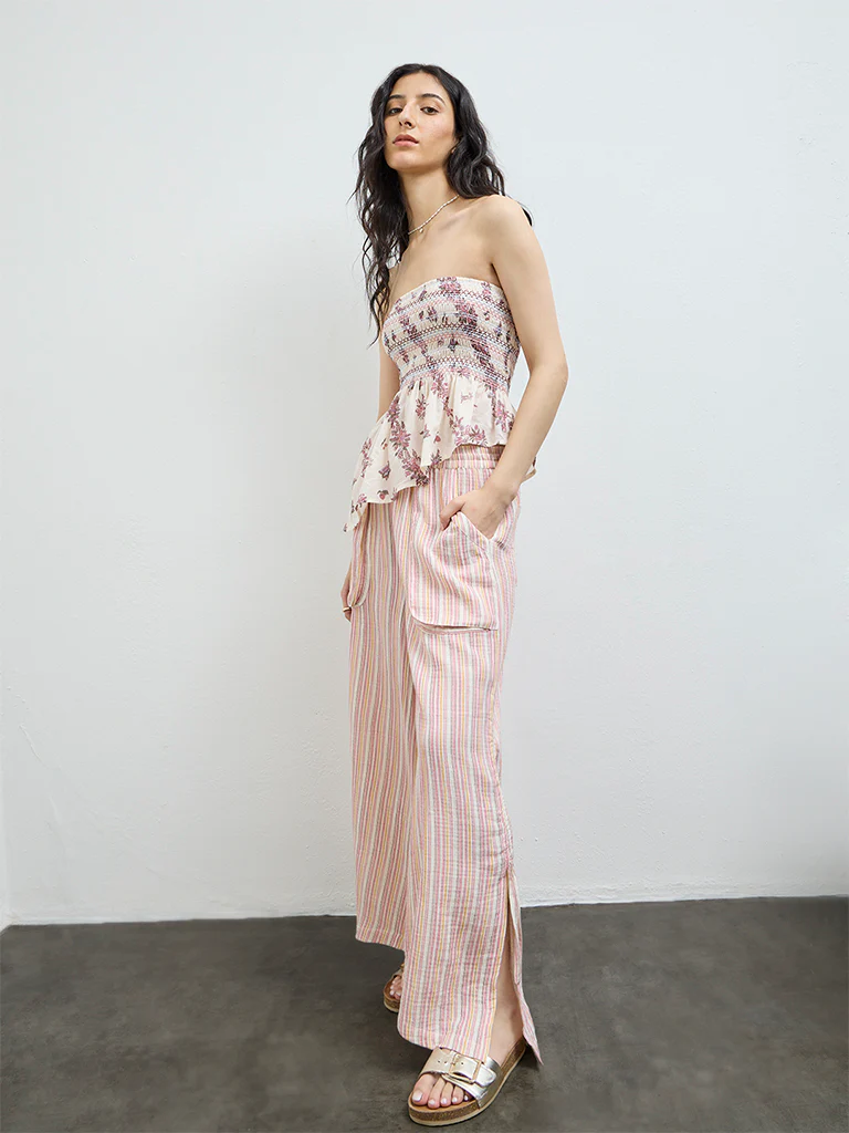 Bombay Paisley Pink Striped Cotton Pants