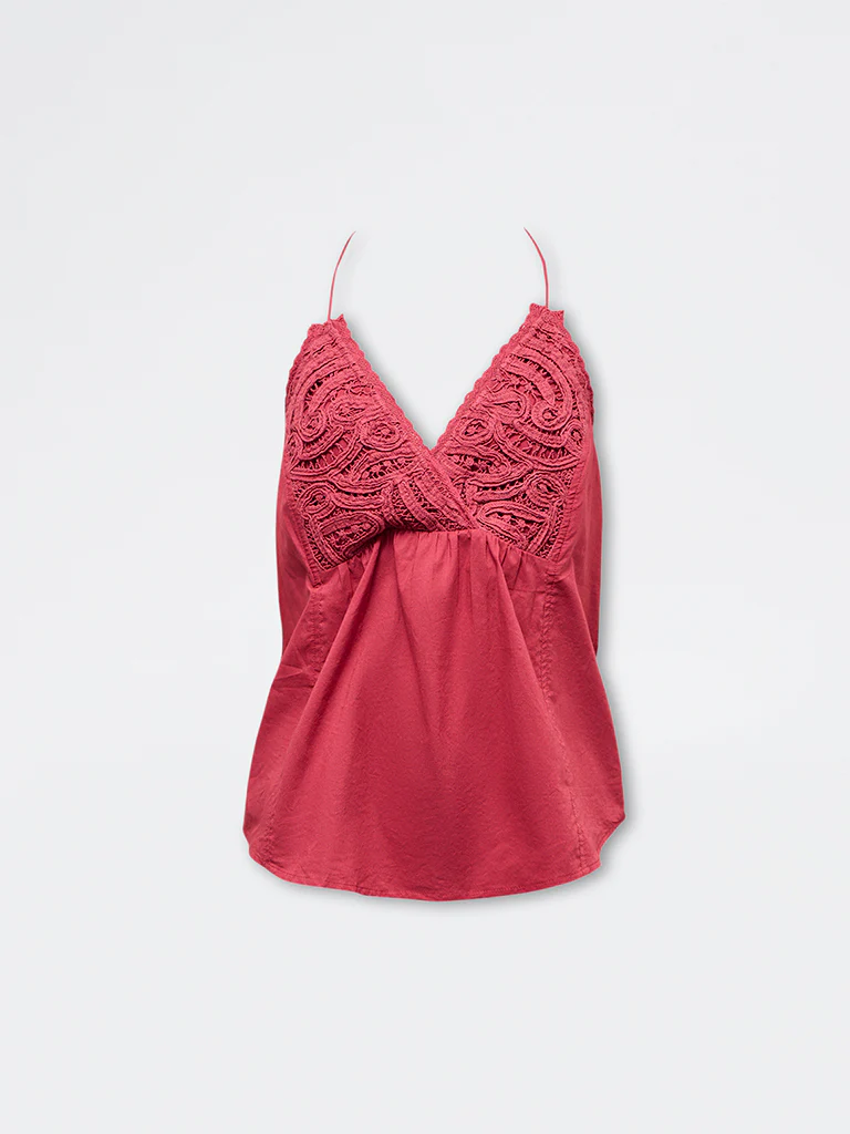 Bombay Paisley Red Crochet Cotton Top - Image 5
