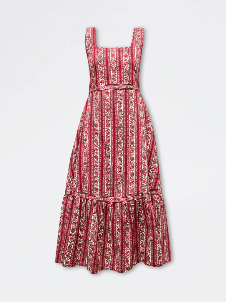 Bombay Paisley Red Floral Cotton Straight Dress - Image 5