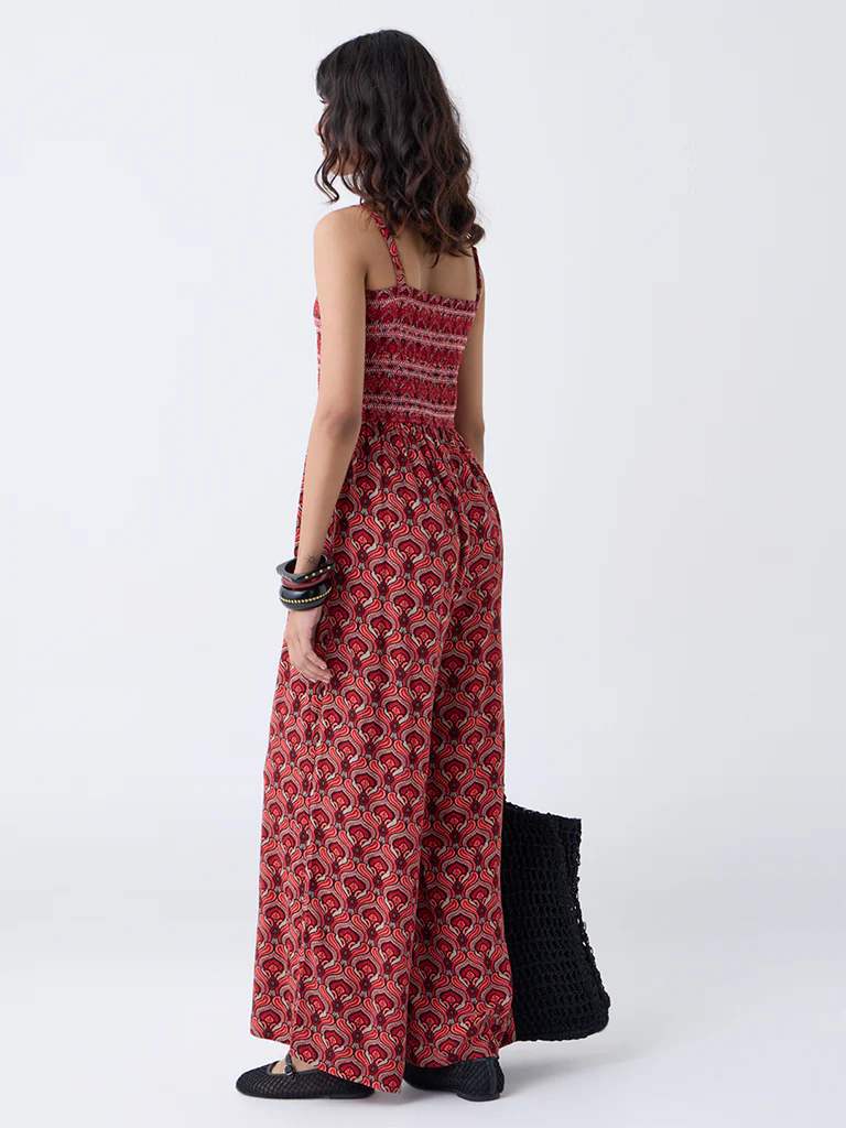 Bombay Paisley Red Printed Jumpsuit - Image 4