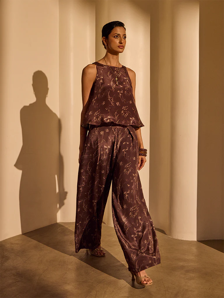 Botanical Print Co-ord Set – Brown