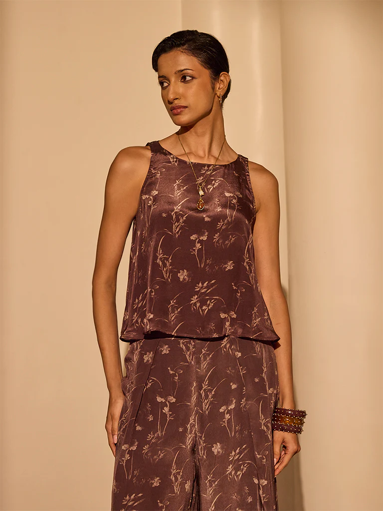 Botanical Print Co-ord Set – Brown - Image 2