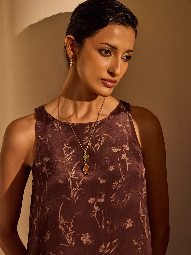 Botanical Print Co-ord Set – Brown - Image 3