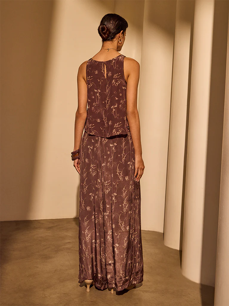 Botanical Print Co-ord Set – Brown - Image 4