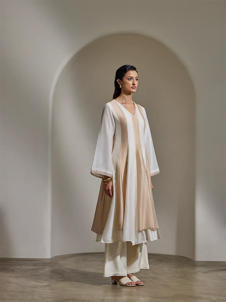 Colour-Block Kurta – Ivory - Image 2