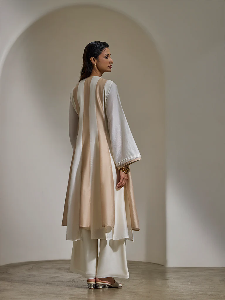 Colour-Block Kurta – Ivory - Image 4